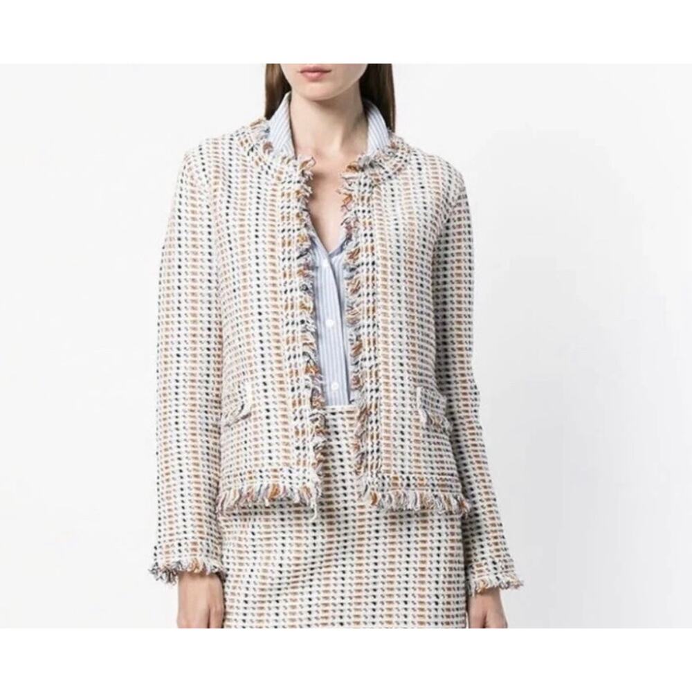 Tory Burch Hollis Linen Blend Fringe Tweed
Cardigan Blazer XS